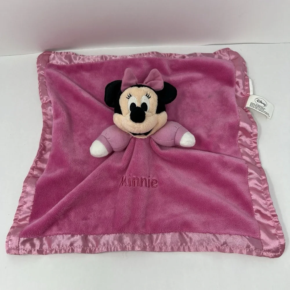 Disney Security Blanket 13x13 Pink Minnie Mouse Rattle Crinkle